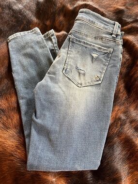 Indigo Rein Jeans Women's Skinny Distressed Denim - Light Blue Wash